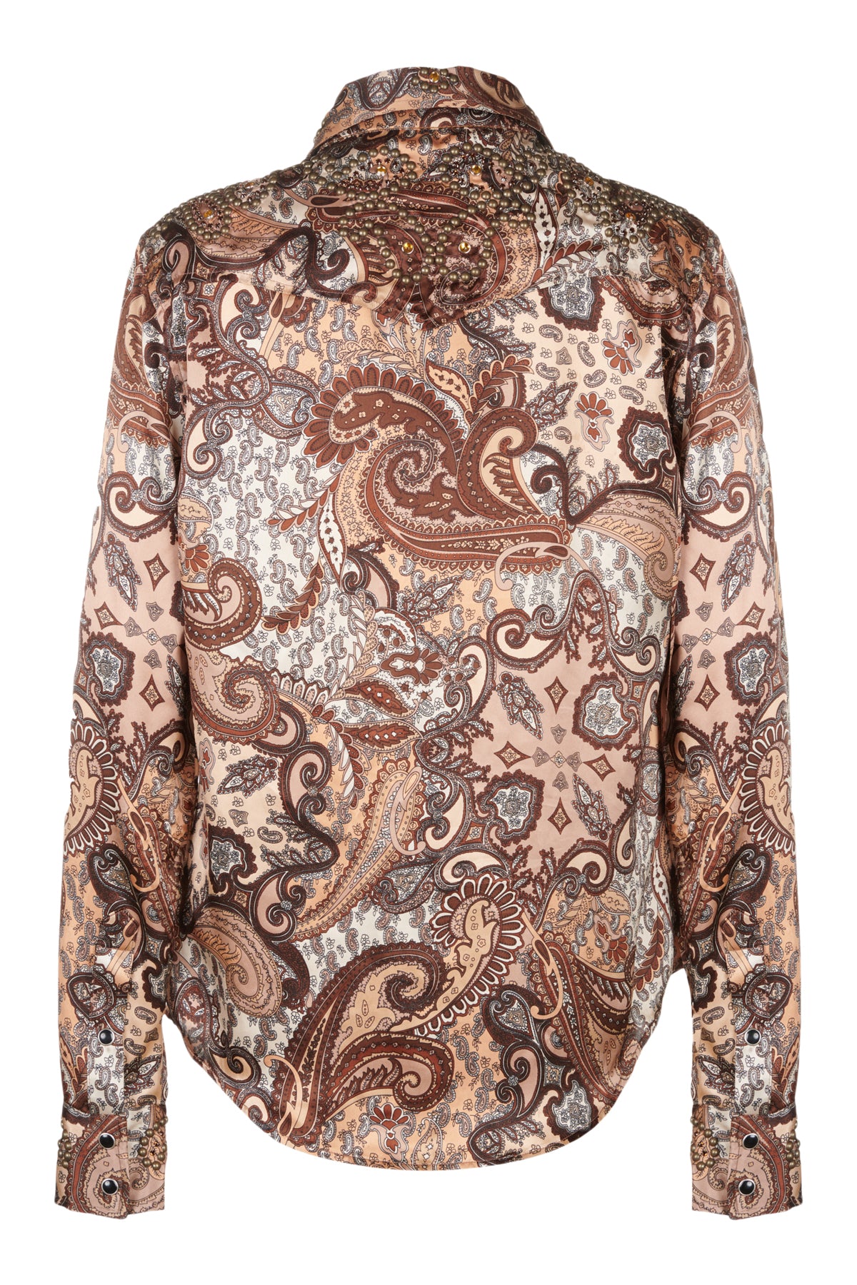 Stevie/Embellished Silk Charmeuse Western Shirt