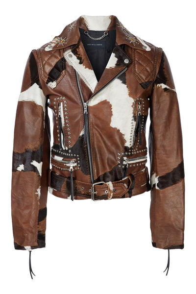 Vinny/Embellished Pontos Calfskin Moto Jacket