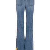 Britney/Embellish Stretch Denim Mid Rise Flare