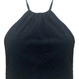 Olivia/Denim Halter Top/Small Crystals