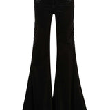 Natalia/Embellished Stretch Cord Mid Rise Flare
