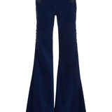 Natalia/Embellished Stretch Cord Mid Rise Flare