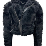 Cindy / Suede Shearling Moto Jacket