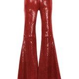 Linda/Crackled Stretch Suede Low Rise Super Flare