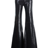 Linda/Crackled Stretch Suede Low Rise Super Flare