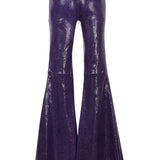 Linda/Crackled Stretch Suede Low Rise Super Flare