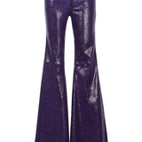 Linda/Crackled Stretch Suede Low Rise Super Flare