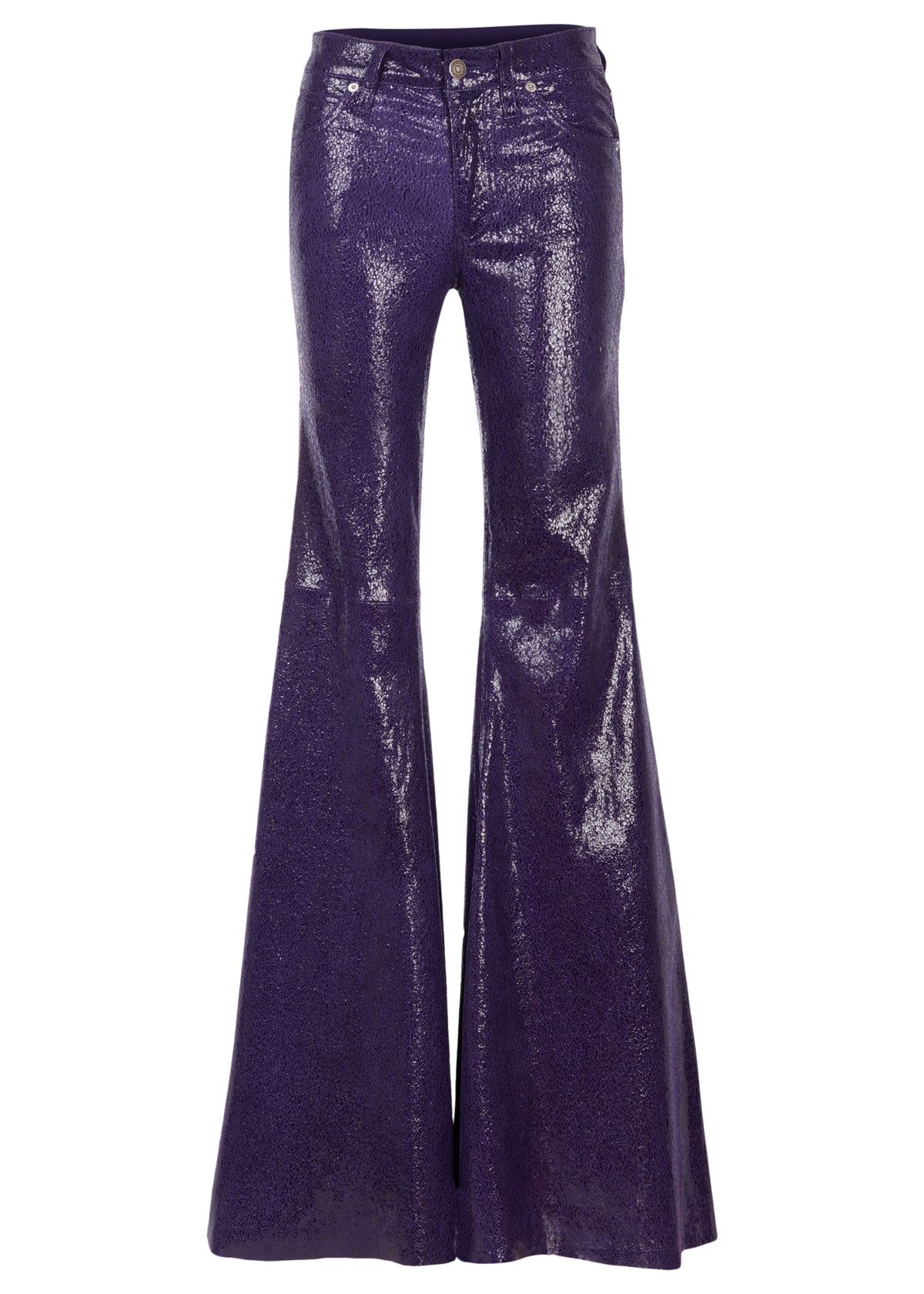 Linda/Crackled Stretch Suede Low Rise Super Flare