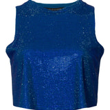 Tina/Small Crystal Jersey Cropped Tank Top