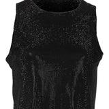 Tina/Small Crystal Jersey Cropped Tank Top
