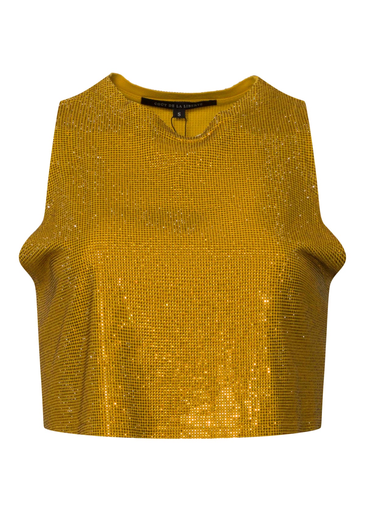 Tina/Small Crystal Jersey Cropped Tank Top