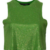 Tina/Small Crystal Jersey Cropped Tank Top