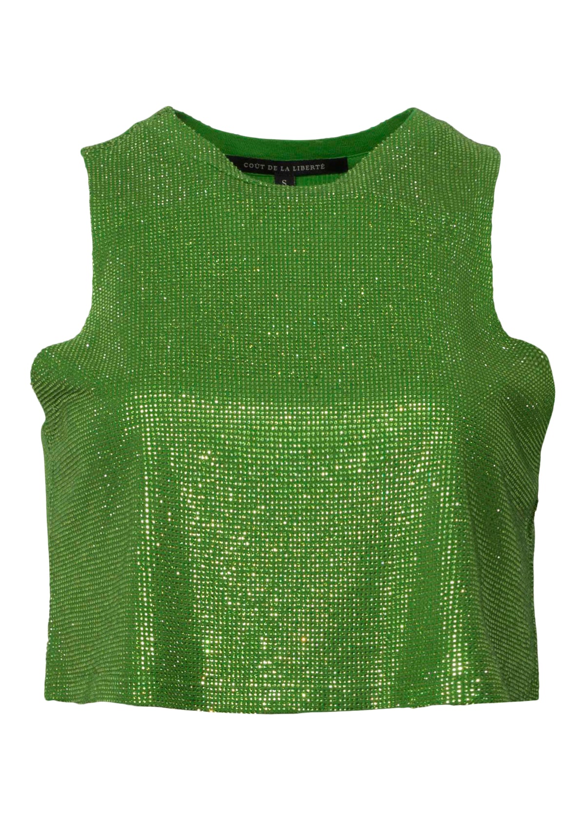Tina/Small Crystal Jersey Cropped Tank Top