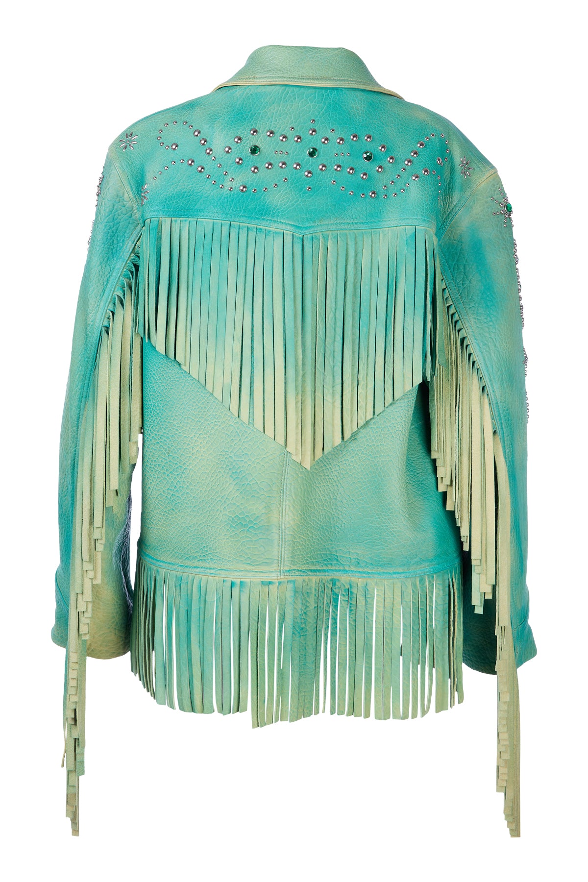 Vintage Teal Suede Leather Fringe shops Jacket