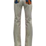 Camila/ Roses Print Canvas Boot Cut Pants