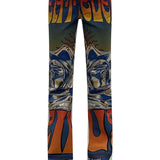 Camila/ Roses Print Canvas Boot Cut Pants